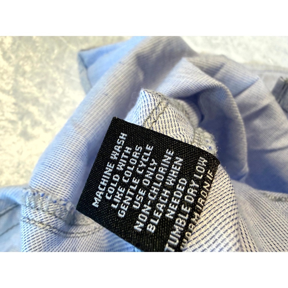 BUCKLE BLACK Tailored Fit Long Sleeve Shirt Mens Large Blue Pinstripe‎ Casual - Picture 11 of 11